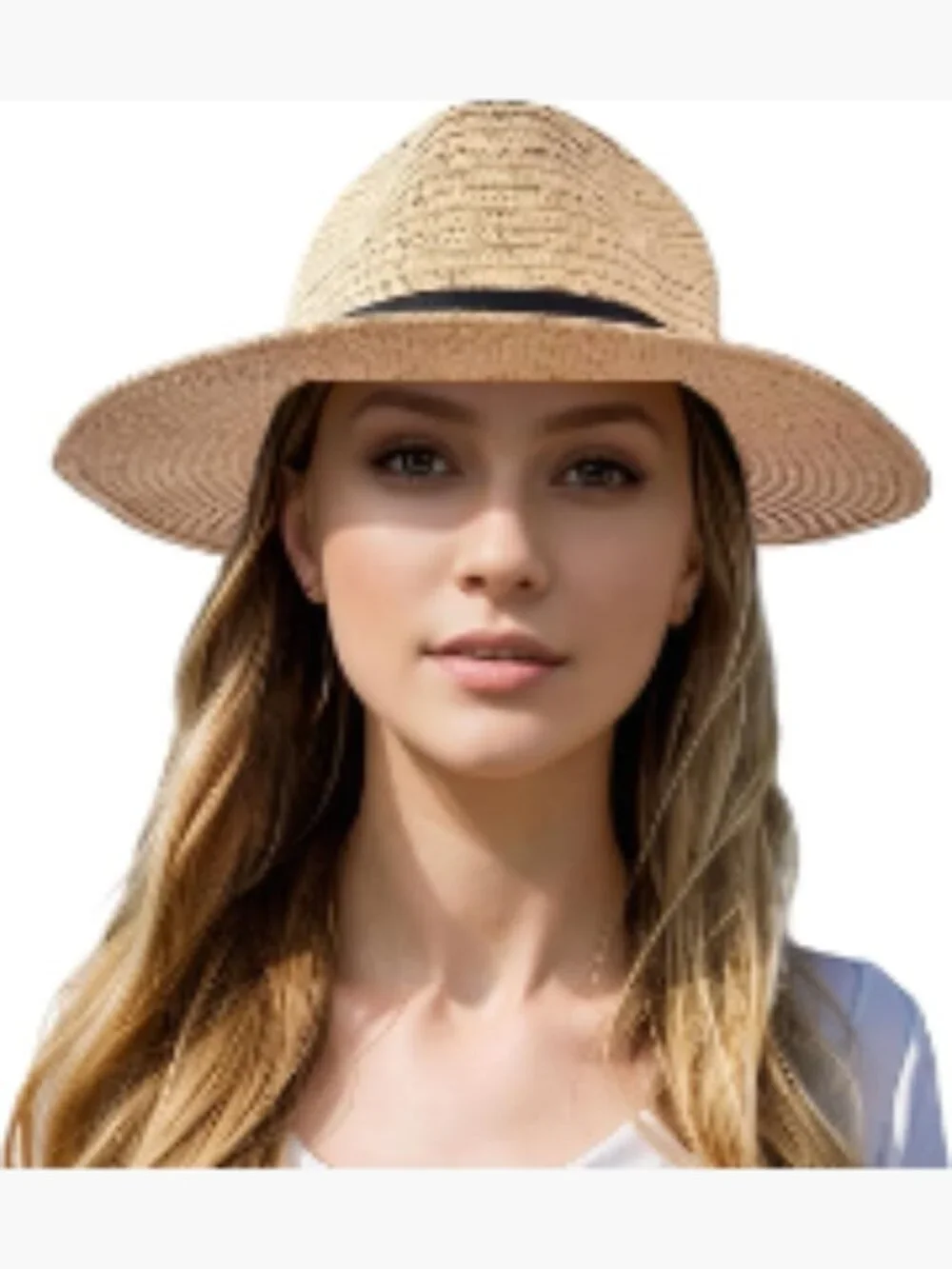 Women's Wide Brim Foldable Packable Sun Hat, Paper Straw